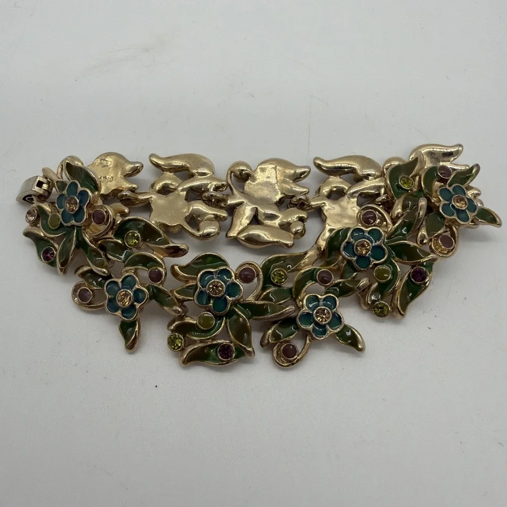 VINTAGE COSTUME JEWELLERY MONET GOLDTONE LEAF BRACELET